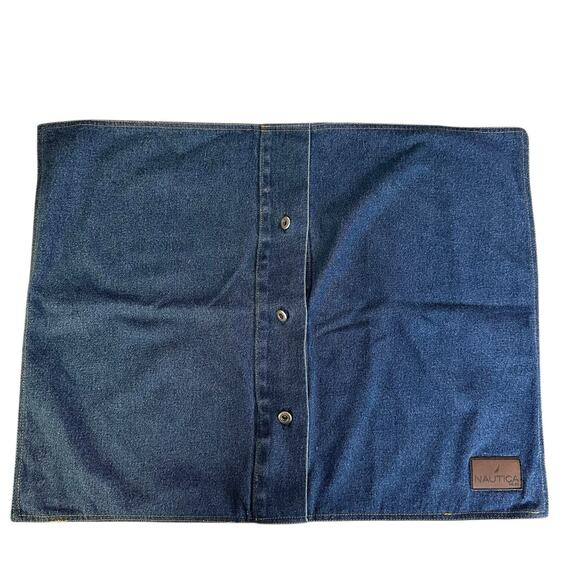 Vintage Nautica Denim Jean Button Up Pillow Sham Blue - Picture 1 of 9